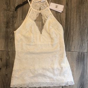 GUESS lace and lined peek-a-boo halter top